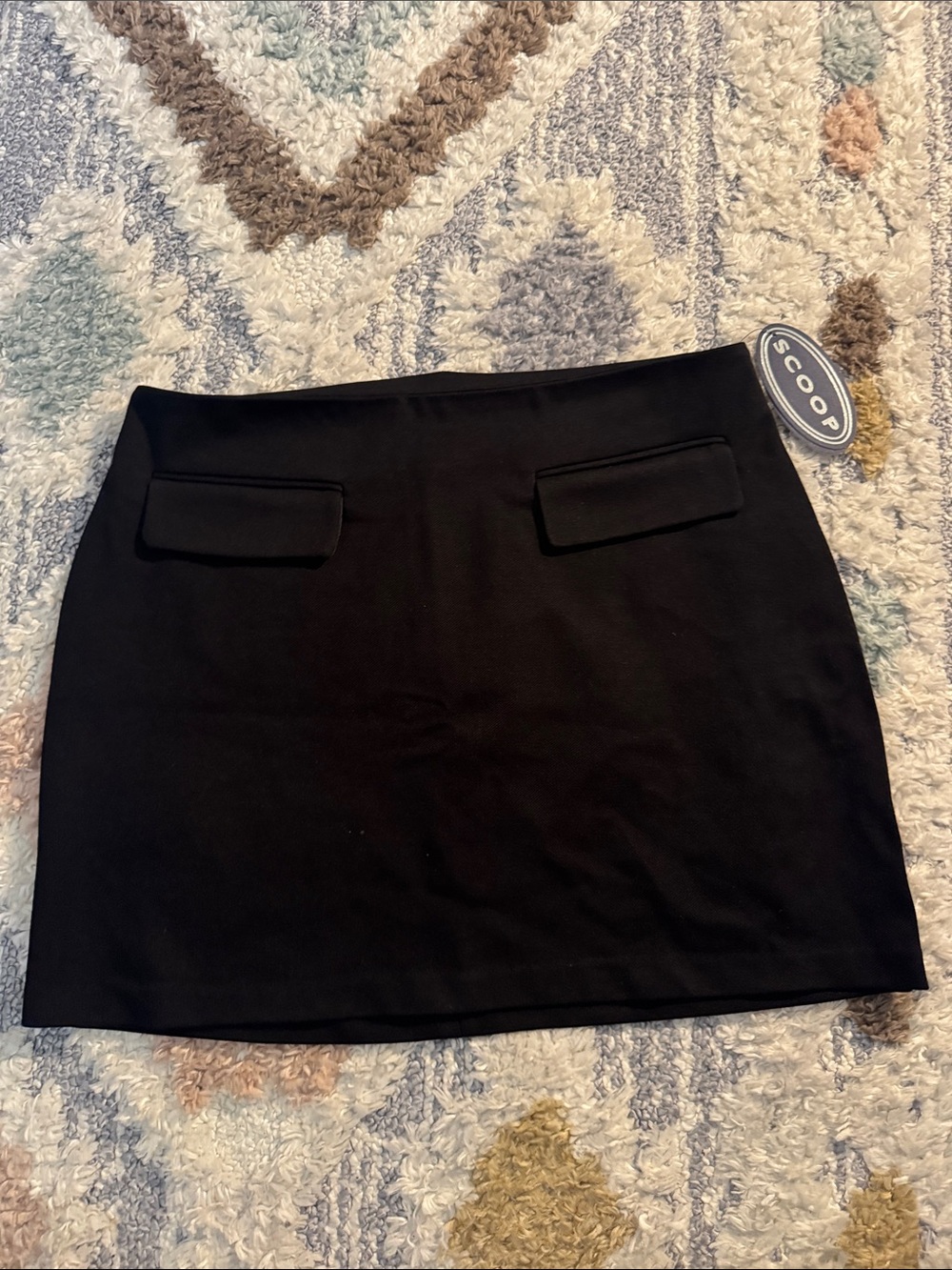 Scoop Black Mini Skirt with Flap Pocket Detail